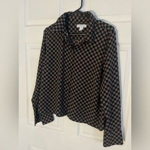 Liz Claiborne Black and Burgundy Checkered Shirt